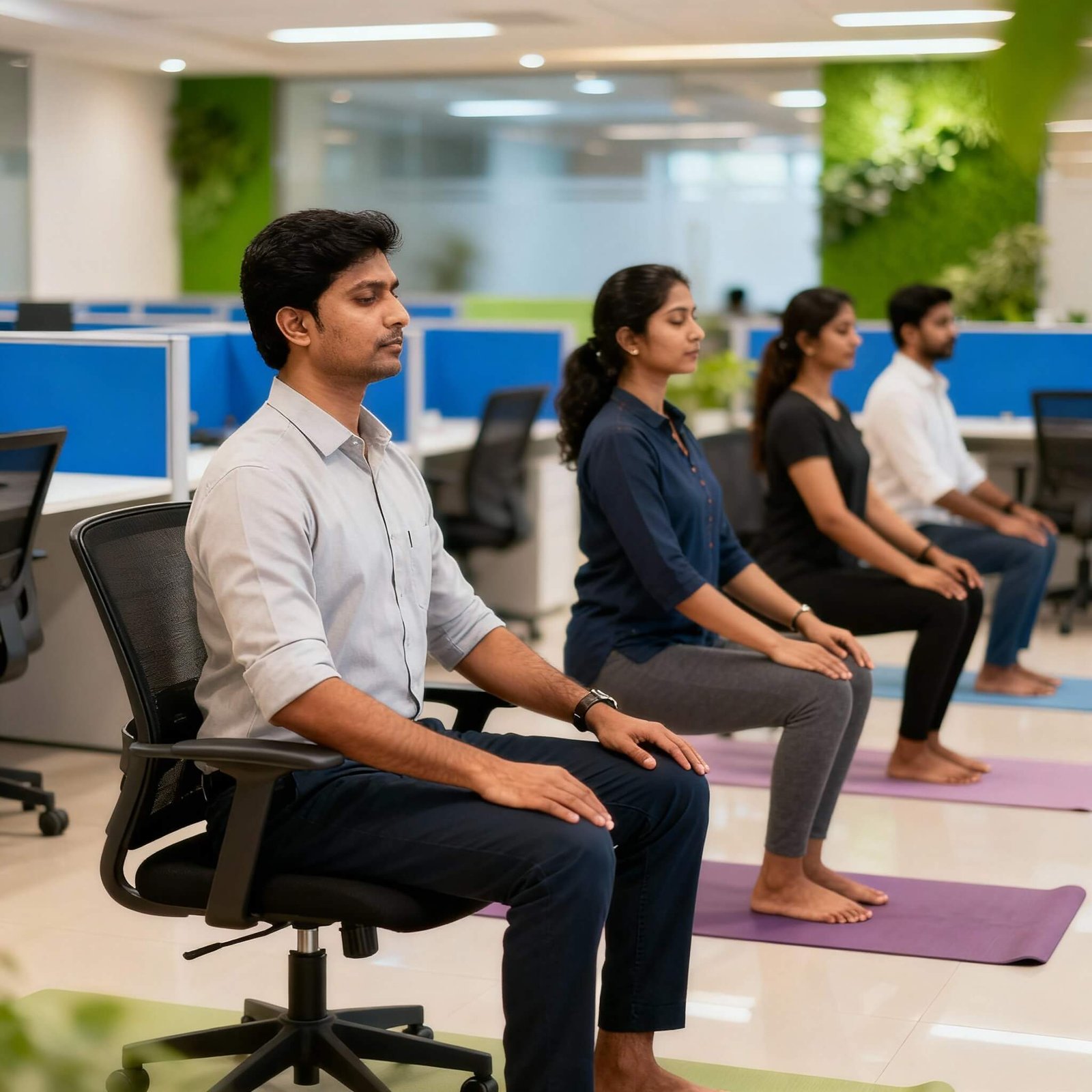 Corporate yoga class